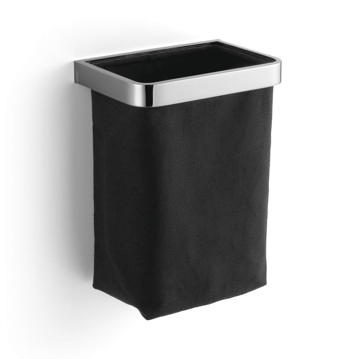 Gästehandtuchkorb mit Stoffeinsatz Schwarz, Rahmen Chrom glanz