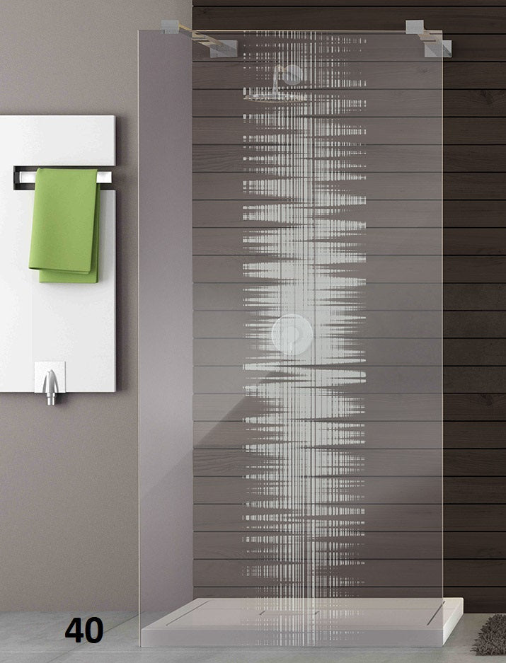 Vertikales Linien-Motiv als Lasermotiv auf Designduschglas nach Maß