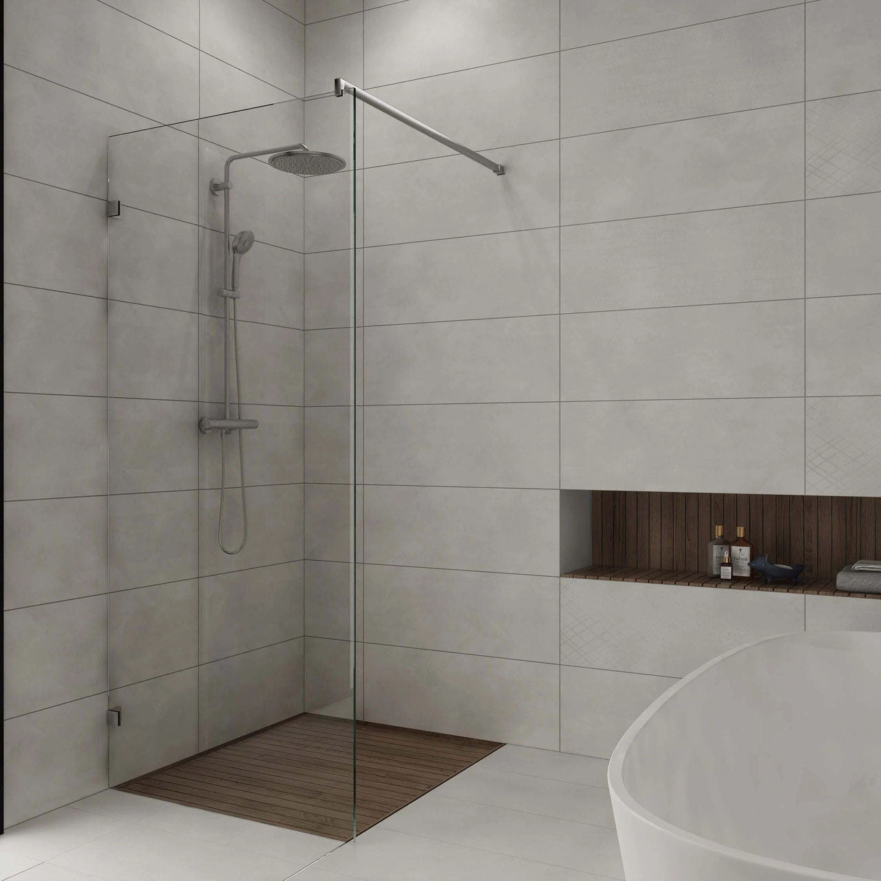 Stabistange-Set für Glasdusche, eckig, 20x20 mm, Edelstahl Art.Nr. 418020