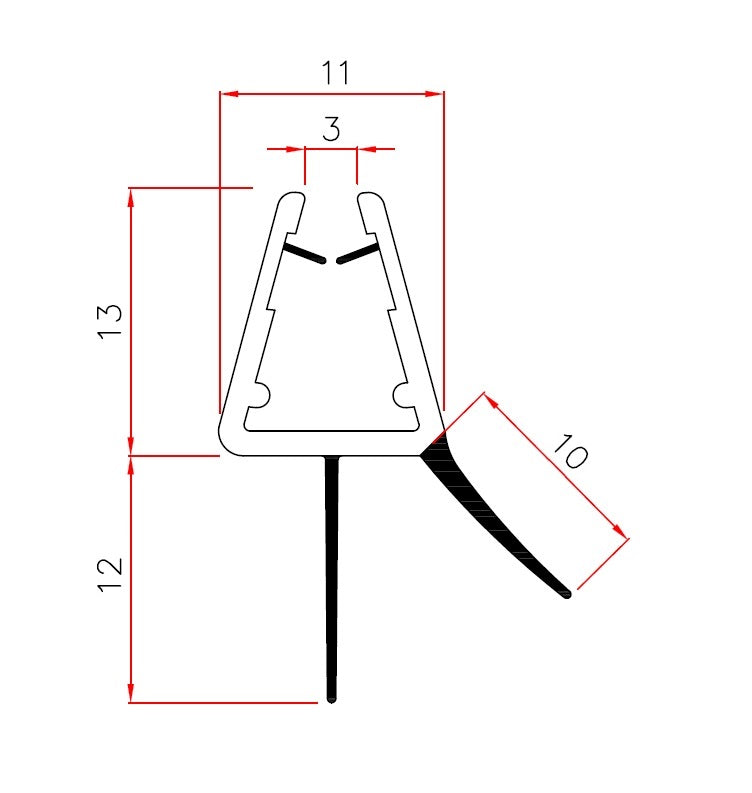 neu: Schleiflippendichtung für Duschtür mit Wasserabweiser u. Schleiflippe unten, für 5 u. 6 mm Glas, Art.Nr. 424