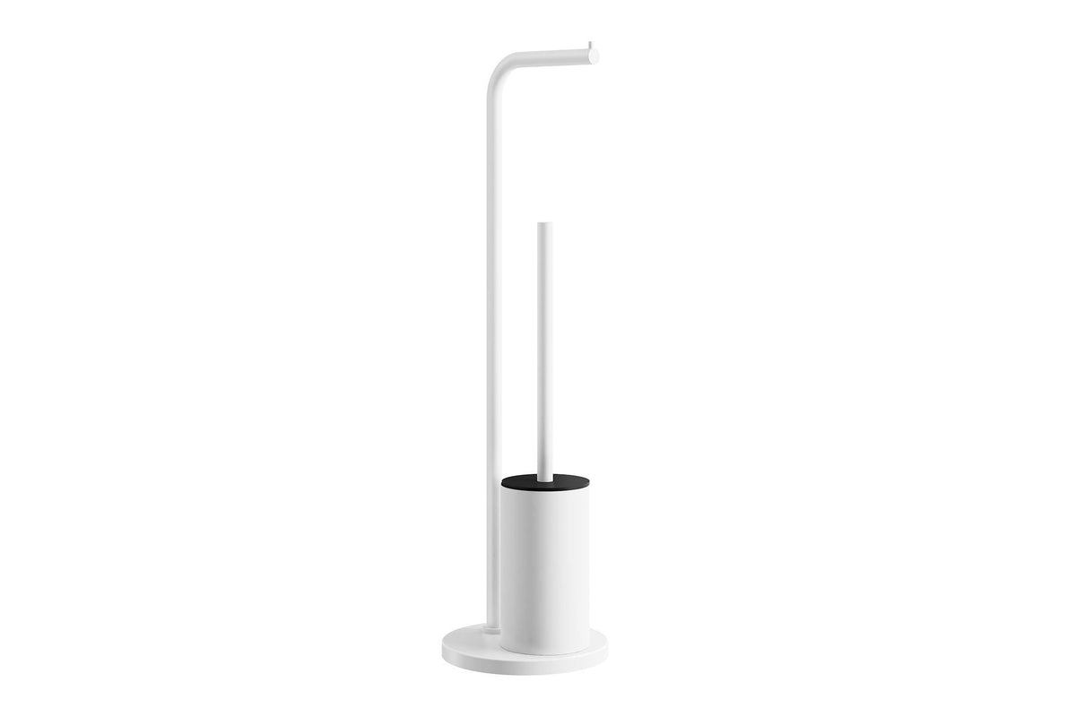 Stand-Kombination Toilettenpapierhalter und WC-Bürste, Weiß
