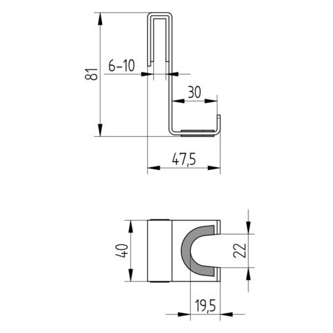 Halter für Duschabtrennung mit 2 Haken – passend für 6, 8 und 10 mm Glas
