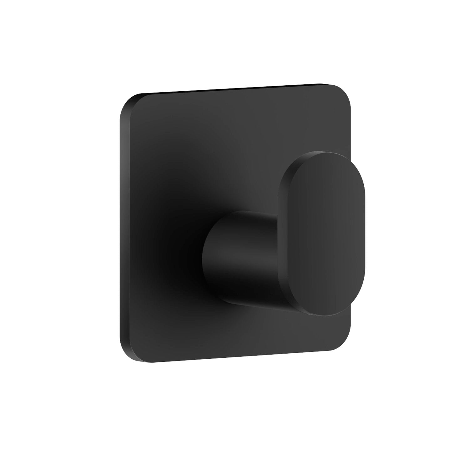 Selbstklebender Mini-Haken, eckige Platte, Schwarz matt
