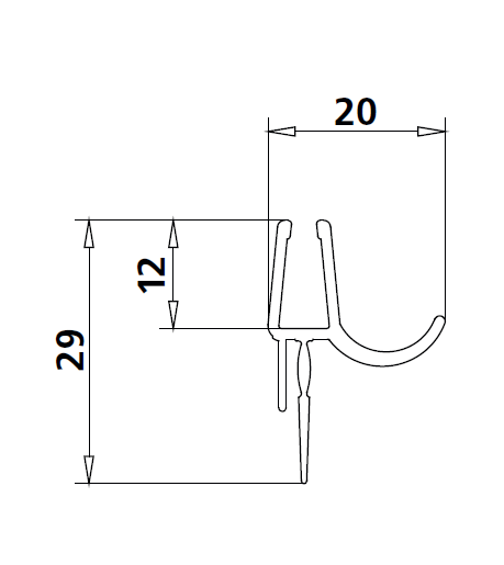 Sonderdichtung mit Abtropfleiste in Rinnenform und kürzbare Lippe – Für 5 mm Glas – Art.Nr. 4612