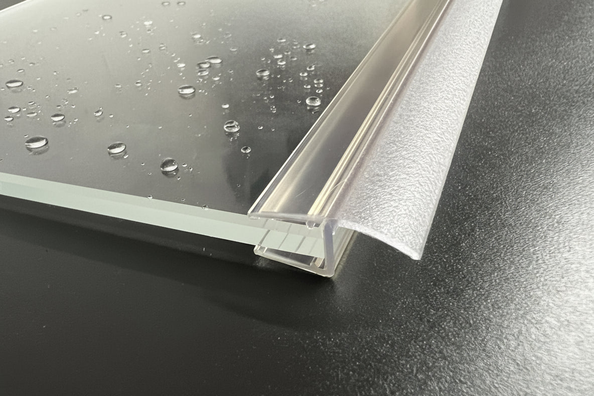 Lippendichtung 180° fluchtend mit gewölbter Lippe – Für 6 oder 8 mm Glas, Lücken 5-11 mm – Art.Nr. 5001