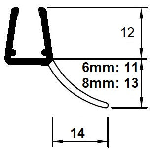 Streifdichtung mit langer schräger Dichtfahne, für Lücken von 10 - 13 mm, Art.Nr. 5011