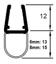 Streifdichtung mit breitem Ballon – Für 6 oder 8 mm Glas, Lücken 13-15 mm, Art.Nr. 5021