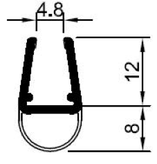 Schwarze Streifdichtung (Ballondichtung) mit 8 mm Ballon – Für 6 oder 8 mm Glas universal – Art.Nr. 5042-B