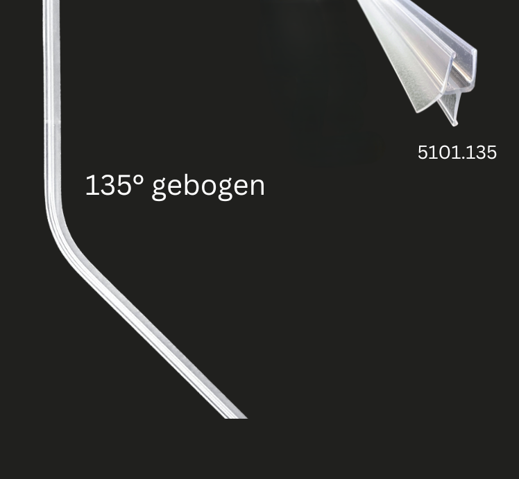 Gebogene Dusch-Türdichtung 135° für Fünfeckduschen – Für 6 oder 8 mm Glas – Art.Nr. 5101.135