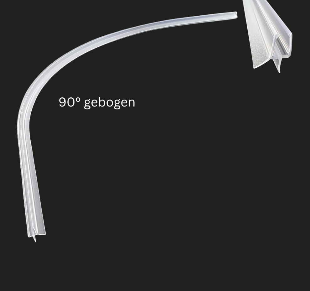 gebogene Dusch-Türdichtung mit Schleiflippe, für Lücken von 11- 14 mm