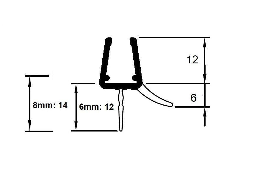 Schleif-Lippendichtung mit Abtropfleiste, für Lücken von 11 - 14 mm, Art.Nr. 5102