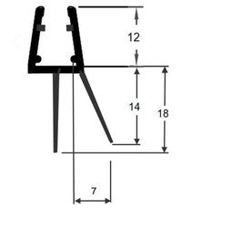 schwarze Dusch-Türdichtung mit langer Dichtlippe Art. Nr. 5103-B