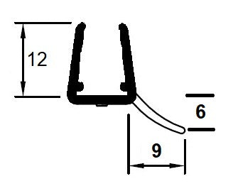 Streifdichtung mit kurzer schräger Dichtfahne, für Lücken von 5 - 8 mm, Art.Nr. 5119