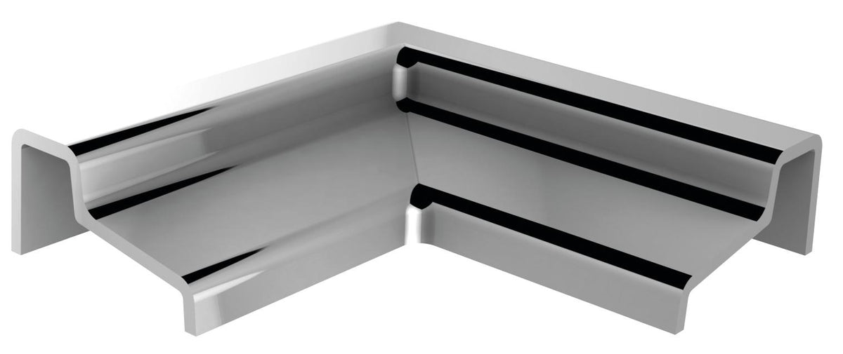 Eckverbinder kurz für Schwallschutzprofil Aluminium glänzend 8x15 mm