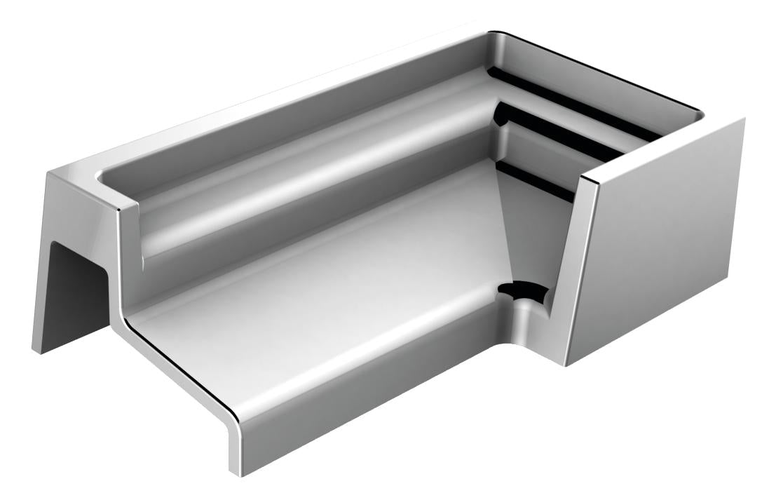 Endkappe links kurz für Schwallschutzprofil Aluminium glänzend 8x15 mm