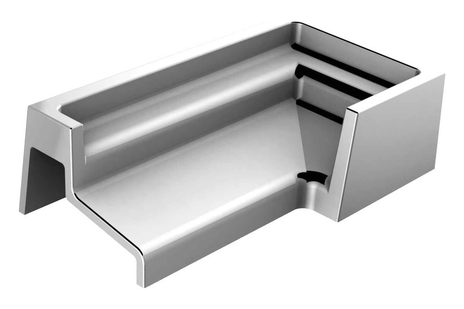 Endkappe kurz links für Schwallschutzprofil 8x15 mm, Winkel 41 x 22 mm, glanzverchromt