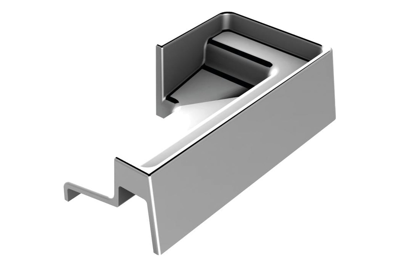 Endkappe kurz rechts für Schwallschutzprofil 8x15 mm, Winkel 41 x 22 mm, glanzverchromt