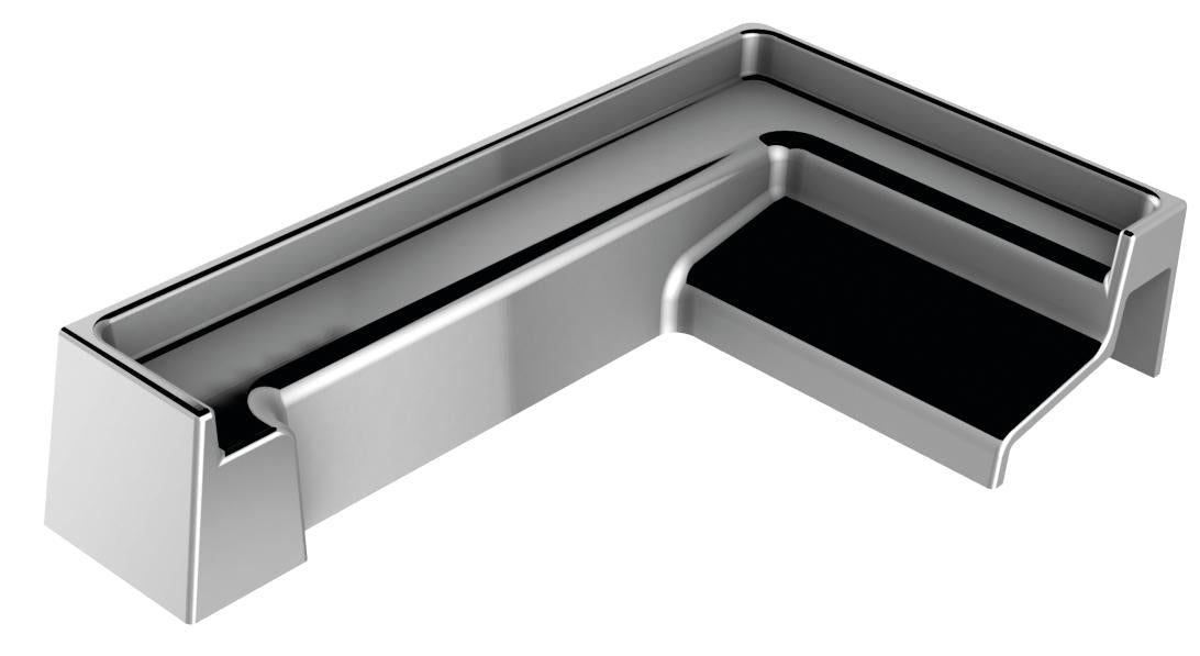 Endkappe rechts lang für Schwallschutzprofil Aluminium glänzend 8x15 mm