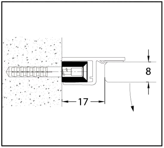 Trägerprofil 5281040 für Duschtürdichtungen – Aluminium Chrom glanz, vorgebohrt, 200 cm
