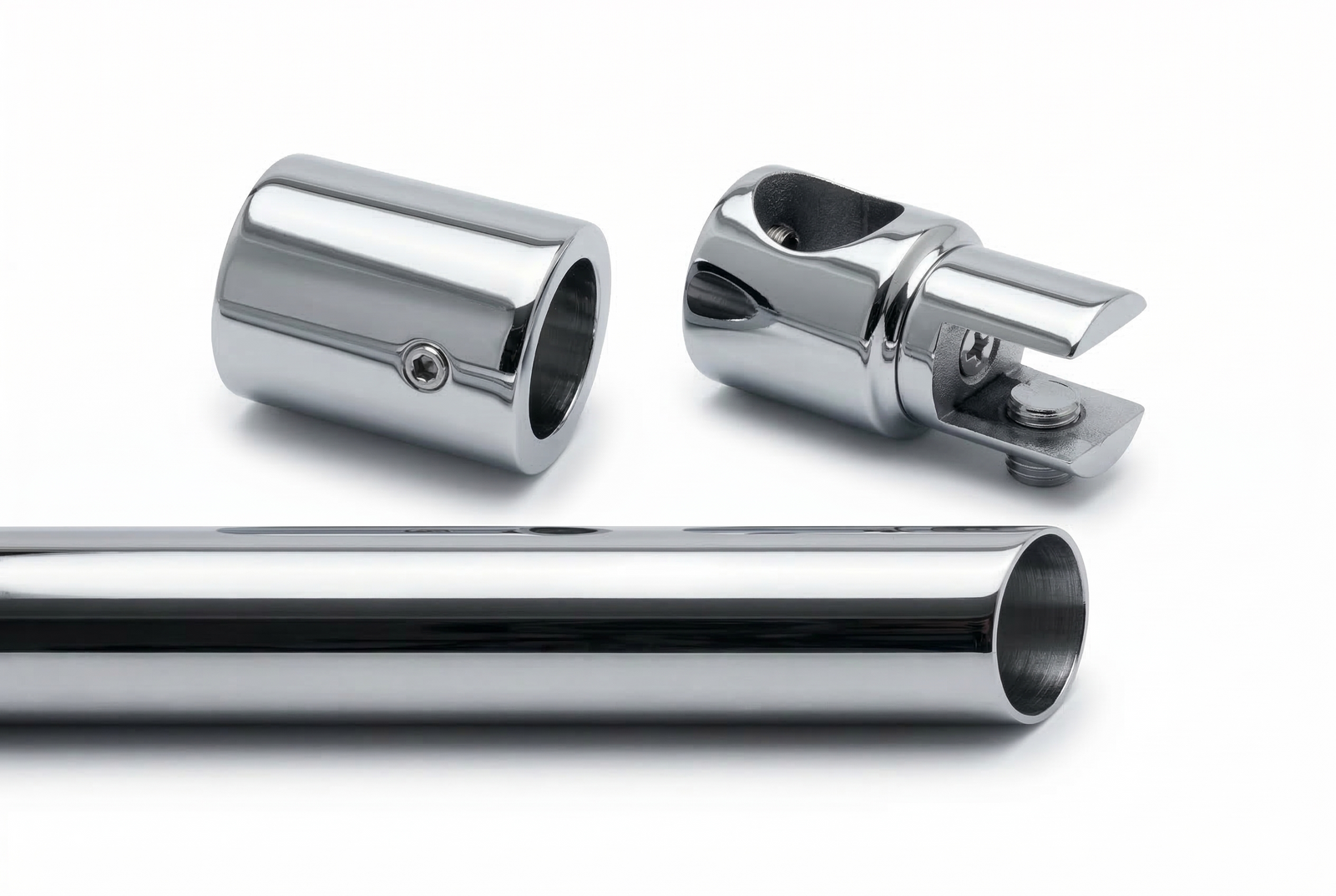 Stabistange 19 mm V2A in der Walk-In-Dusche zwischen Glasscheibe und Wand montiert