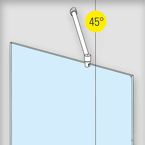Stabistangen-Set Glas-Wand 45° – Edelstahl, 19 mm Rohr, 250 mm oder 1000 mm, für 6-10 mm Glas