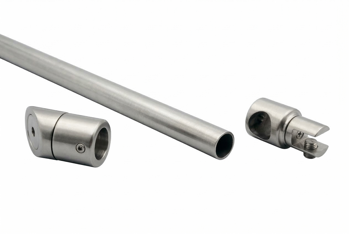 Stabistangen-Set Glas-Wand 45° | Edelstahl 19 mm | 250/1000 mm
