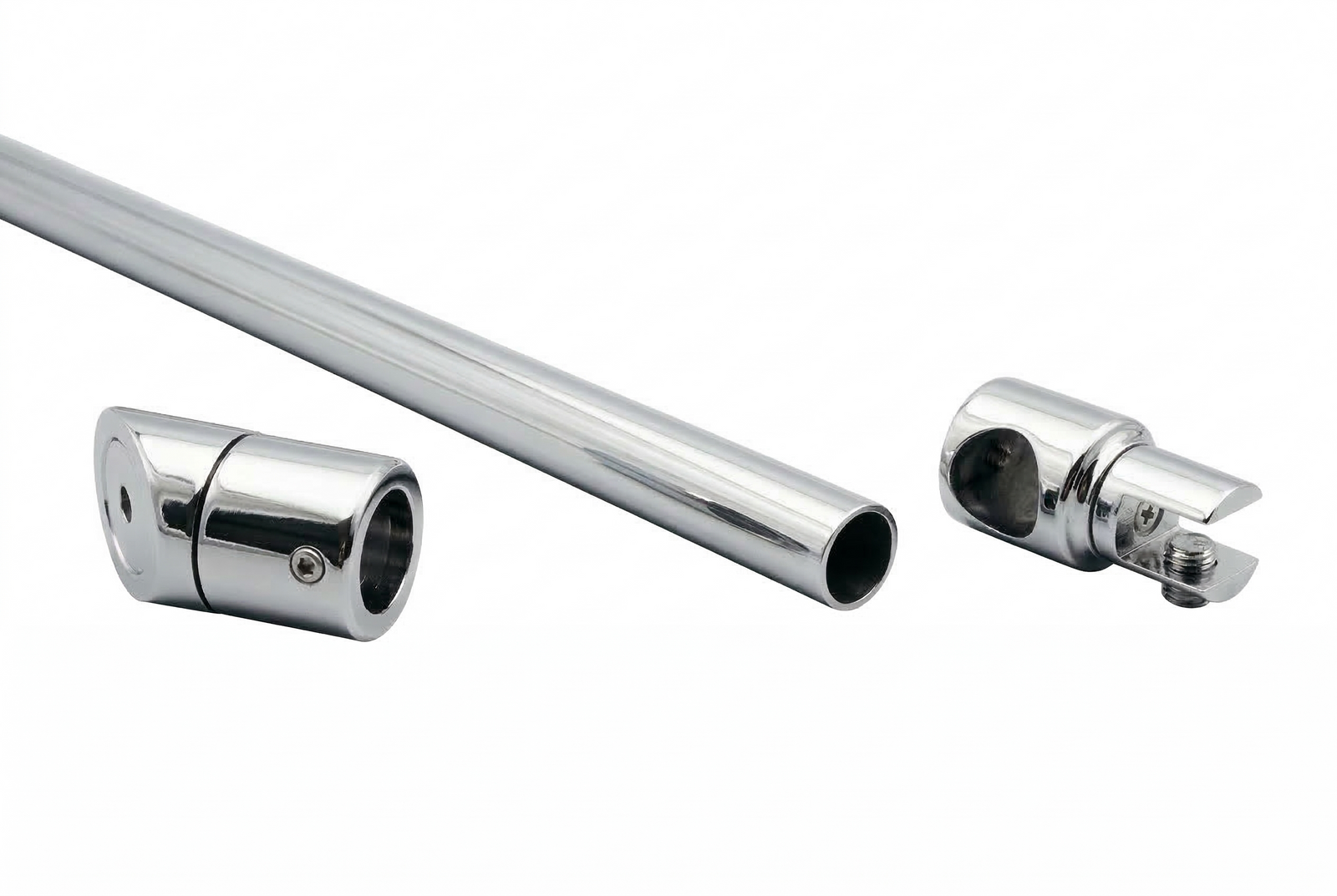 Stabistangen-Set 6017/6019 – Edelstahl V2A Ø 19 mm, Glas-Wand 45°