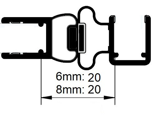 Magnetdichtungspaar 90° für Pendeltüren – Für 6 oder 8 mm Glas – Art.Nr. 6042/6092
