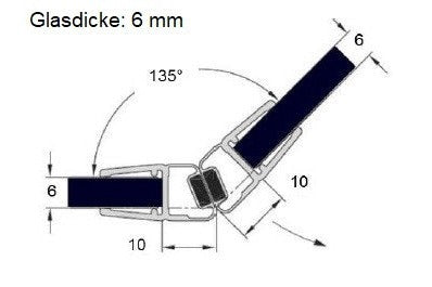 Magnetdichtung, 135° Fünfeckdusche, 2x 67,5°