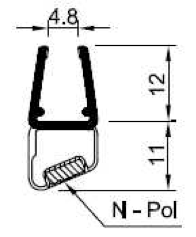 Schwarze Magnetdichtung 180° (2x 67,5°) – Für 6 oder 8 mm Glas universal – 1 Paar (2-tlg.) – Art.Nr. 6052(6062)-B