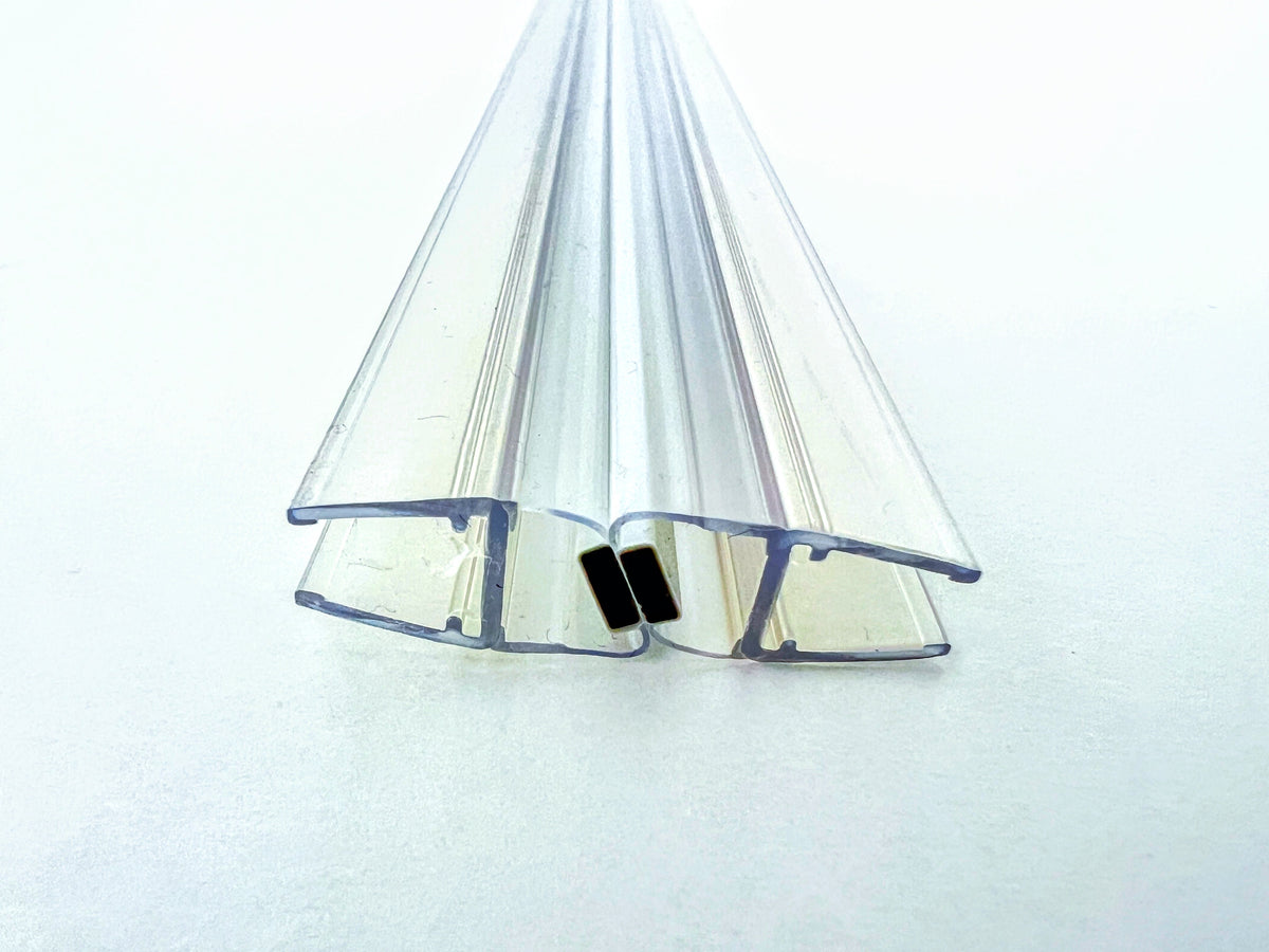 Magnetdichtungspaar 180 (2x 67,5°) mit 67° schrägem Magnetstreifen – Für 6 oder 8 mm Glas – Art.Nr. 6052/6062