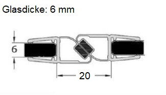 Magnetdichtungspaar 180 (2x 67,5°) mit 67° schrägem Magnetstreifen – Für 6 oder 8 mm Glas – Art.Nr. 6052/6062
