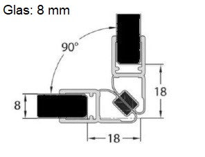 Magnetdichtung inkl. Magnetstreifen 2x45° als 90° Ecke, Art.Nr. 6072/6082