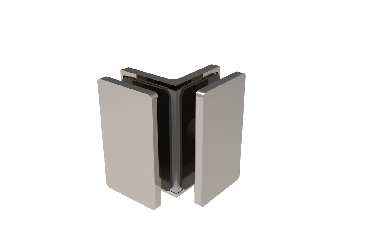 COMO Winkelverbinder 90° Glas-Glas – Eckverbindung, Messing massiv, 8/10 mm ESG, Art.Nr. COM090