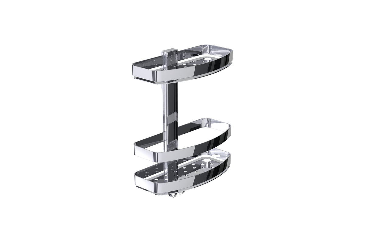 Design Duschkorb doppelt mit 2 Etagen, Messing verchromt, Art.Nr. 641010