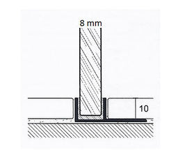 Alu-U-Winkelprofil mit Auflageschenkel für Fliesen – Für 8 oder 10 mm Glas – Typ PP-TGU1214