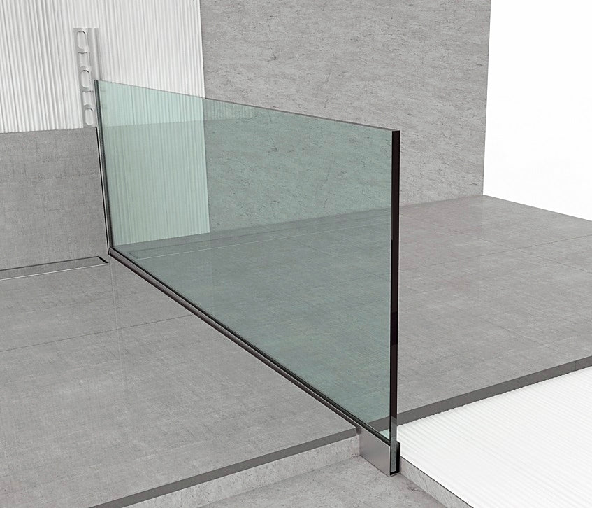 U-Profil aus Aluminium für 8 - 12 mm Glas, Silber matt eloxiert, 30 oder 40 mm Höhe, Art.Nr. 677XX