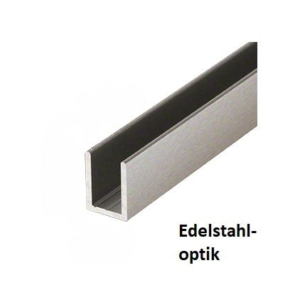 Alu-U-Wandprofil, Farbe: Edelstahl gebürstet, zur innenseitigen Silikonverklebung, Art.Nr. SDCD38/12