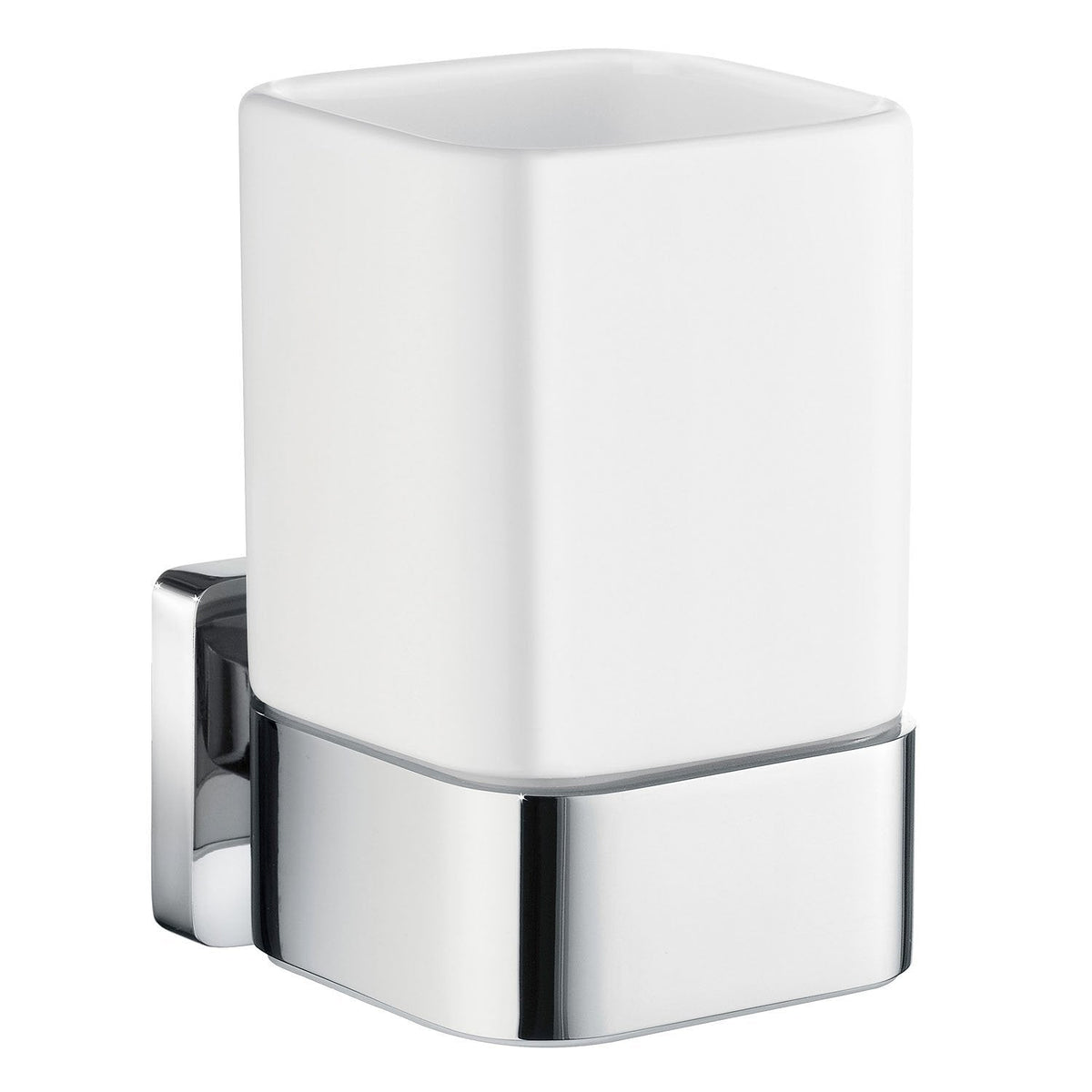 Smedbo ICE Halter mit Zahnputzbecher Porzellan Wandmodell Chrom poliert