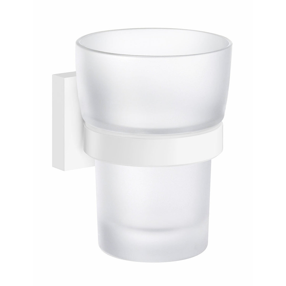 HOUSE Zahnputzbecherhalter mit Mattglas-Becher, Oberfläche Weiss matt