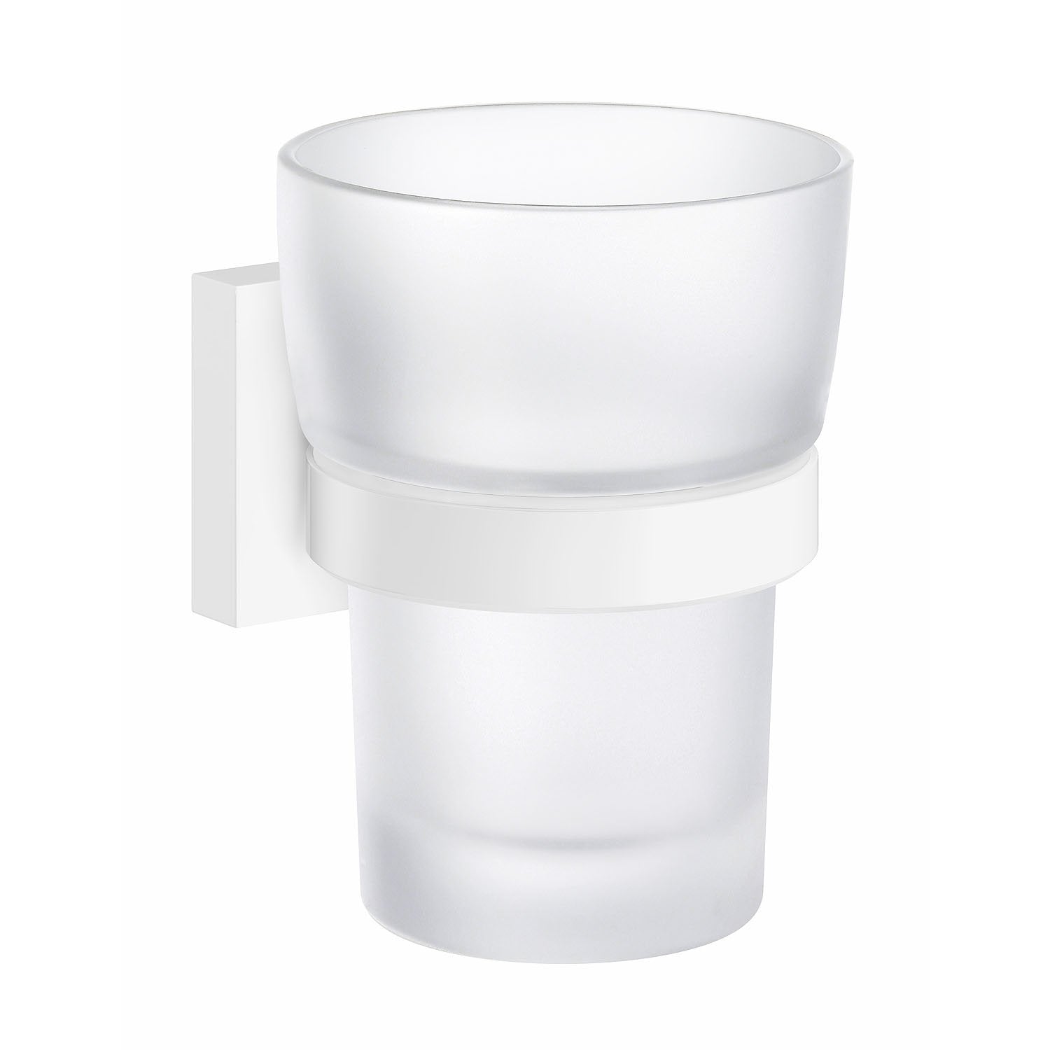 HOUSE Zahnputzbecherhalter mit Mattglas-Becher, Oberfläche Weiss matt