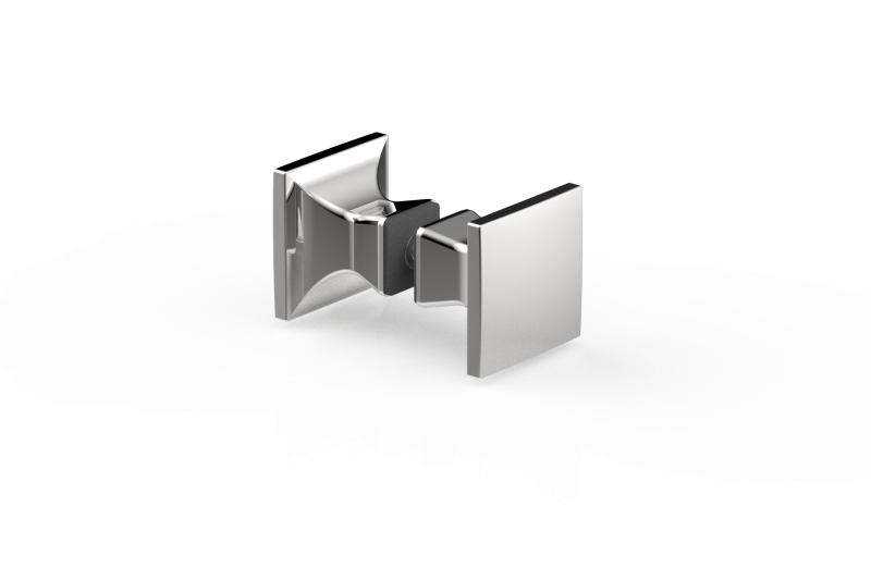Duschgriff 8237 – eckig 40×40 mm beidseitig, 6–13,52 mm Glas, 5 PVD-Farben