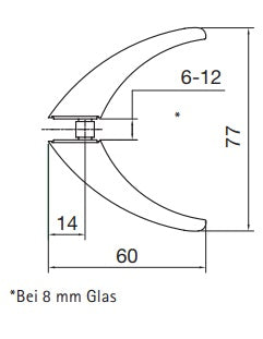 Dusch-Türgriff Flügelform – Verchromtes Messing, 6-10 mm Glas, ergonomisch – Art.Nr. 8297