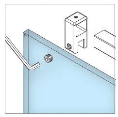 Glashalter offen, Anwendung an der Glaskante