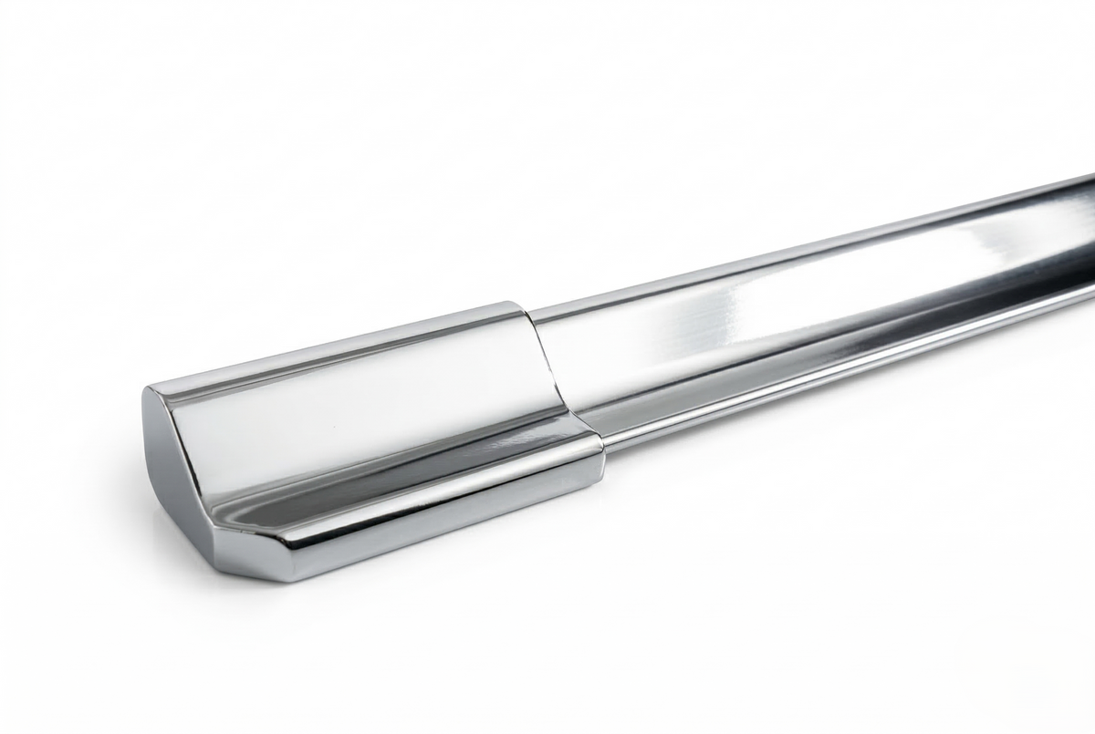 Schwallschutzprofil Komplett-Set  aus Alu mit Bogenstück u. Endstücken für Eckduschen | Chrom oder Weiß