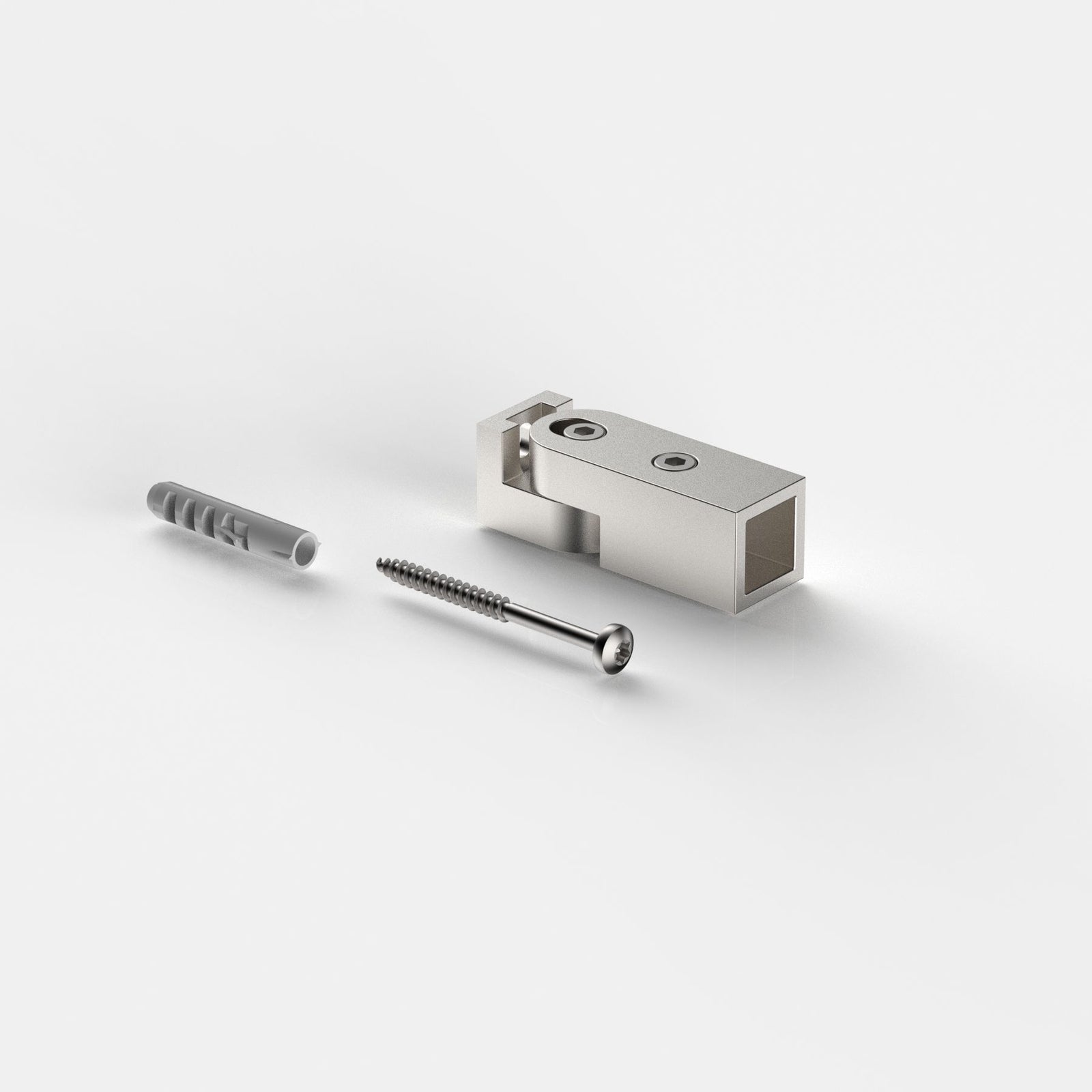 Wandhalter verstellbar für Stabistange eckig 15×15 mm, mattverchromt