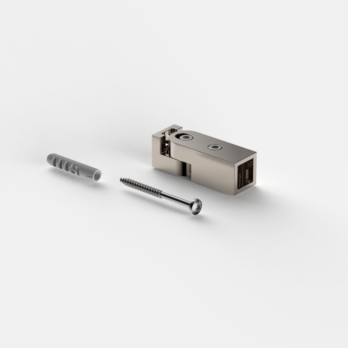 Wandhalter verstellbar für Stabistange eckig 15×15 mm, glanzvernickelt