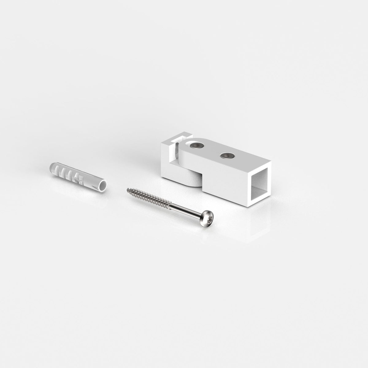 Wandhalter verstellbar für Stabistange eckig 15×15 mm, weiß matt