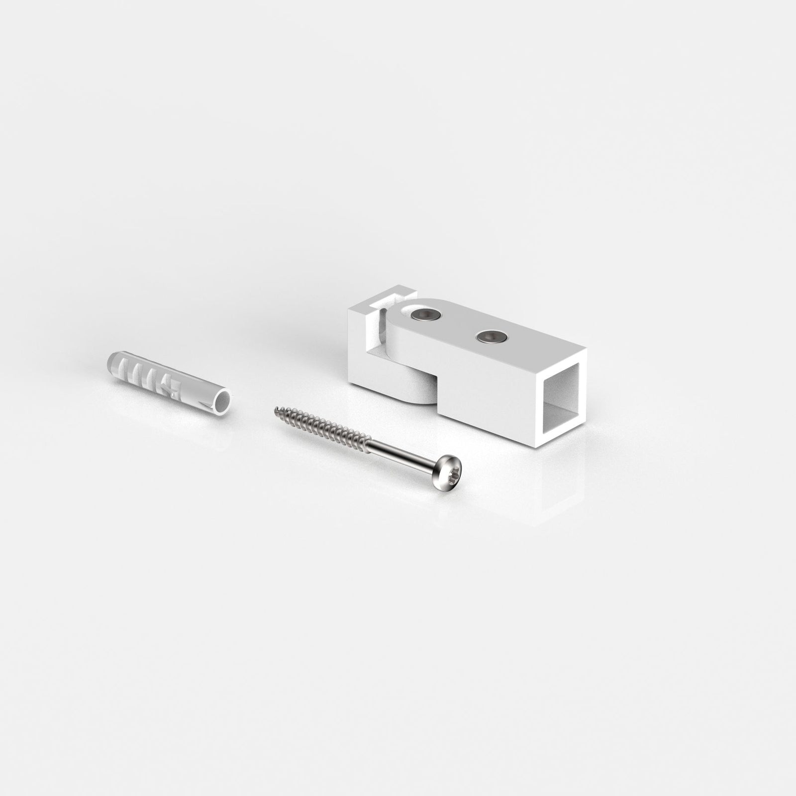 Wandhalter verstellbar für Stabistange eckig 15×15 mm, weiß matt