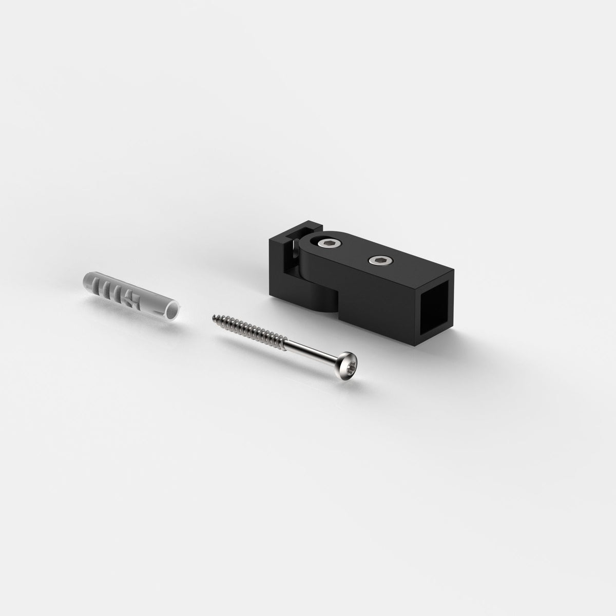 Wandhalter verstellbar für Stabistange eckig 15×15 mm, tiefschwarz matt